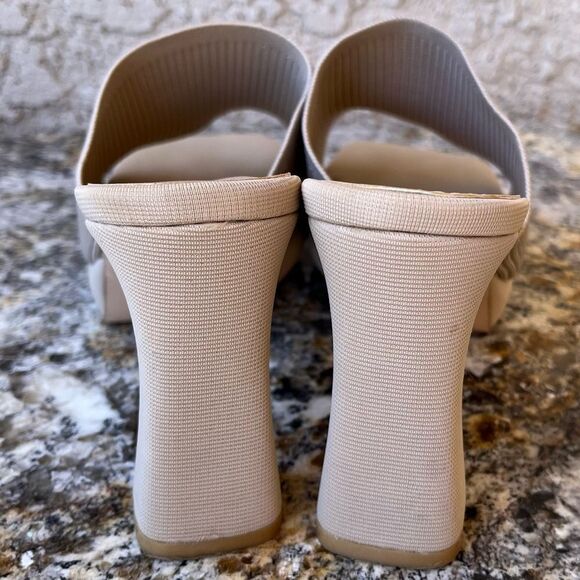 Cuccoo Beige Knit Heeled Mules – Size 8 | Stylish & Comfortable Slip-On Sandals - Picture 3 of 7